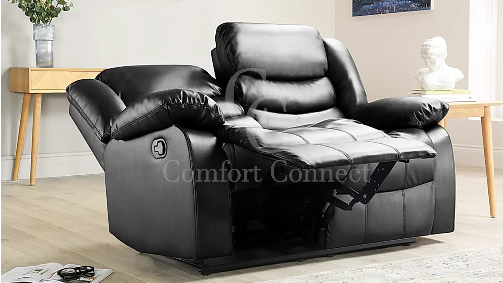 Leather Recliner Sofa | Black Leather Recliner Sofa | Comfort Connect