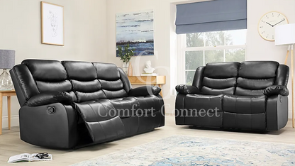 Leather Recliner Sofa | Black Leather Recliner Sofa | Comfort Connect