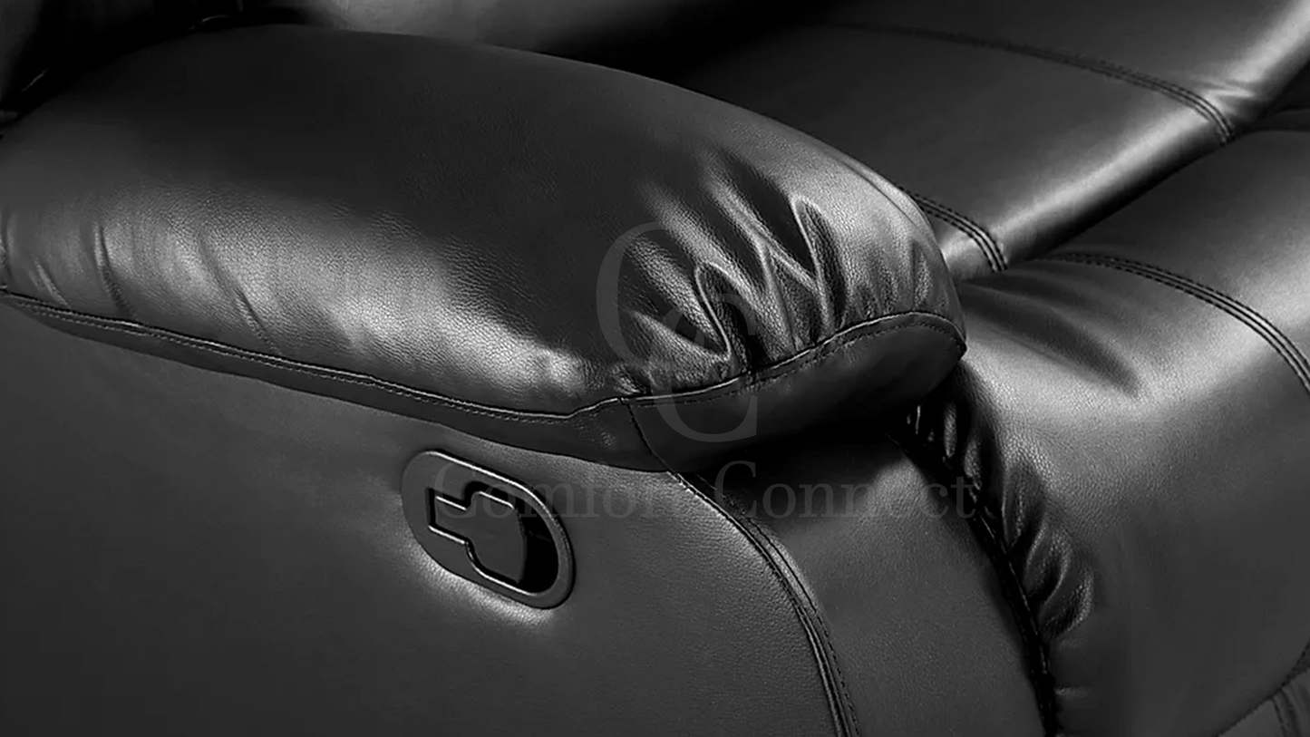 Leather Recliner Sofa | Black Leather Recliner Sofa | Comfort Connect